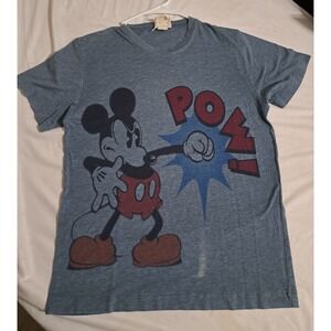 Vintage RARE 80's Mickey Mouse Screen Print Ringer T-Shirt, S, Blue Made In USA